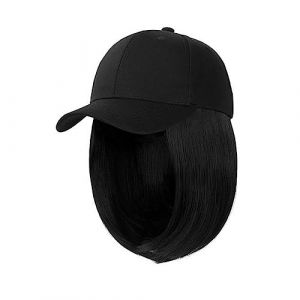 Bonnet de perruque Synthétique Réglable Noir Chapeau Perruques Court Bob Droite Casquette De Baseball Perruque Connexion Extensions De Cheveux for Les Femmes Chapeau de perruque(8) (haikouhua, neuf)