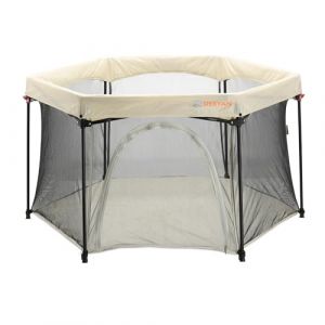 DERYAN Lit de voyage pour bébé avec matelas de sol, boîte portable, 120 x 75 cm, pliable et stable, crème (Deryan, neuf)