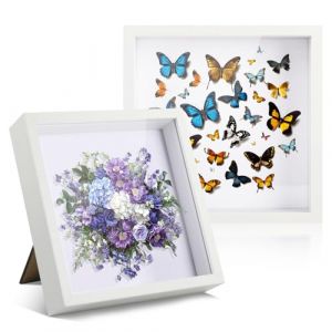 FoiiLiio Lot de 2 Cadre Profond en Bois à remplir,Cadre 3D Profond 20 x 20 cm,cadre Vitrine de Boîte D'Ombre,Photo 3D à Remplir profond pour Photos Fleurs,Souvenirs,DIY Artisanat,Blanc (AVOGERS, neuf)