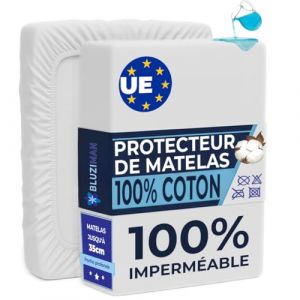 BLUZIMAN&reg; Protege Matelas 160x200, Surmatelas 160 x 200, Housse de Protection Matelas Anti Acarien, Hauteur Max. 35cm, Made in Europe Protege Matelas Coton Couverture Imperm&eacute;able (Lit 160x190/200) (BLUZIMAN, neuf)