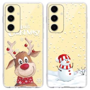 Yoedge 2 x No&euml;l Coque pour Samsung Galaxy S25 Plus/S25+ 5G 6,8", Transparente &Eacute;tui de T&eacute;l&eacute;phone Housse avec Anim&eacute; Motif Cadeau Femme Cerf Aesthetic Christmas Cover pour Samsung S25+ 5G, Sapin de No&euml;l (Lei Xiao, neuf)