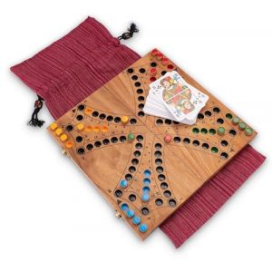 LOGOPLAY Tock pour 4 joueurs avec fermeture en métal - Terrain de jeu 27 x 26 cm - Jeu de société avec cartes à jouer (logoplay-holzspiele, neuf)