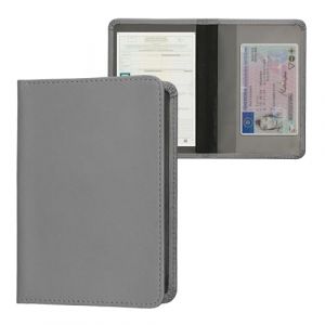 kwmobile Porte permis de Conduire Carte Grise avec Compartiments Cartes Passeport - Étui Portefeuille de Protection en Simili Cuir Anthracite (SX-Commerce, neuf)