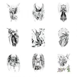 ARYU 9 PièCes D'Ailes De Tatouage Demi-Bras Grand Motif Autocollants De Tatouage De Bras De Fleur 21 × 14,8cm B6978 (XCTT, neuf)