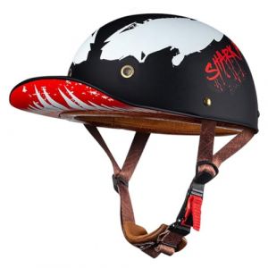Moto Casquette De Baseball Demi-Casques De Moto Scooter Cyclomoteur Casques À Face Ouverte Hommes Et Femmes Casque Mobylette Moto Bols ECE Homologué Vintage Casque Jet 16,L:58-60CM (LvQiuLian, neuf)