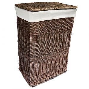 Arthur Cameron - Panier à linge rectangulaire en osier avec couvercle et doublure amovible en coton lavable – Panier à linge, panier à linge avec couvercle (délavé antique, grand) (Arthur Cameron, neuf)