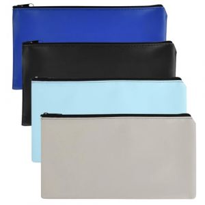 4 Pièces Pochette de Dépôt Billets, Sac de Billet en PU Sac de Billet à Fermeture Éclair, Sac d'argent Banque Range Billet, Pochette Bancaire Billet pour Argent, Bijoux, Passport, Document, 28x15 cm (lanyitao, neuf)