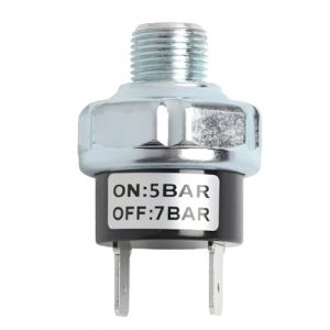 LKRXW Interrupteur de Pression pour Compresseurs d'air 5-7 Bar Pressostat de Compresseur Air 1/4"-19 BSPT Pressostats de Commande Valve Pompe Automatique DC 12V 24V AC 110V 220V (LKRXW, neuf)