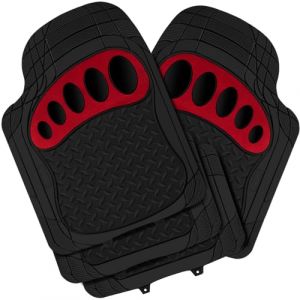 WOLTU Tapis Voiture Universel, Tapis de Voiture Antidérapants et Sécable, en Caoutchouc, Noir + Rouge (WOLTU GmbH, neuf)