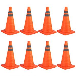 Paquet de 8 pouces 18 pouces C&ocirc;ne de signalisation pliable/Panneau de c&ocirc;ne de signalisation/C&ocirc;ne de s&eacute;curit&eacute; r&eacute;fl&eacute;chissant Pop-up polyvalent, OrangeTaille: 45 cm (18 pouces) (Sinoer, neuf)