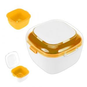 Zikenis Bo&icirc;te de Dentier avec Passoire,Etui pour Dentier avec Couvercle,Bo&icirc;te de Rangement pour Proth&egrave;ses,Boite Appareil Dentaire,pour Trempage Nettoyage Stockage(Jaune) (ZIEDONIS XXXL, neuf)