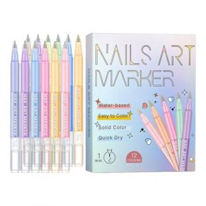 Stylo &agrave; ongles - 12 couleurs - Outil de manucure &agrave; s&eacute;chage rapide - 0,5 mm - &Eacute;tanche - Pour les femmes et les filles - Pour dessiner des ongles - Design &agrave; la maison - Salon et f&ecirc;te (hehongchi, neuf)