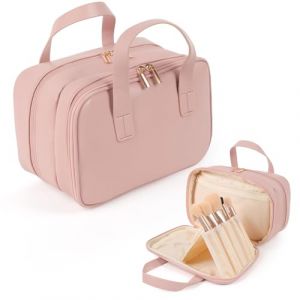 HERYEBING Trousse de Toilette Femme, Trousse Maquillage avec Imperm&eacute;able PU, Vanity Femme, Trousse de Maquillage Grande Sac Maquillage Voyage, Vanity Voyage, Malette Maquillage (Rose) (DUOXILE, neuf)