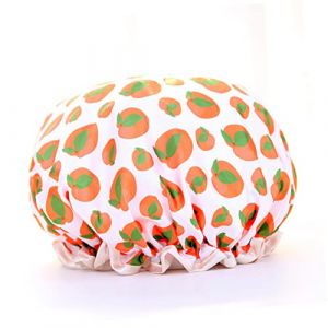 Healeved 5pièces Bonnet De Imperméable Plastique Motifs Colorés Jaune Ananas Jaune Pêche Ciel Assiette De Fruits Flamant Rouge Pour Femmes Et Filles Pour Bain Et Entretien Capillaire (Sonieg, neuf)