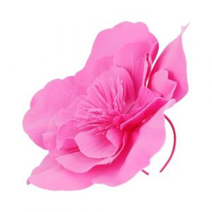 Serre-tête à fleurs colorées - Chouchou - Chapeau bibi - Grand décor - Pour mariage, maquillage, bal de fin d'année, photographie - Rose rouge (kilnbright, neuf)