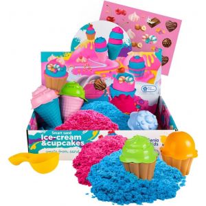 Genio Kids 1 kg de Sable Magique pour les Enfants 2 Couleurs de Sable avec 8 Moules Kit Cupcake et Glace avec Accessoires, Cupcakes and Ice Cream Jouet Cin&eacute;tique (Nouveau) (DreammyToys, neuf)