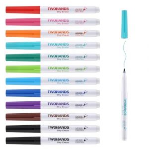 TWOHANDS Feutres Tableau Blanc Effa&ccedil;ables, Marqueurs Pointe Ultra Fine 0,7 mm, Faiblement Odorants, Assortiment de 11 Couleurs, 12 Pi&egrave;ces,20581 (Fusunde, neuf)