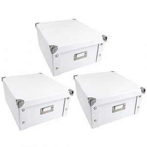 Ideen mit Herz 3 Boîtes de rangement pliables | avec couvercle | en carton et métal | blanc | 31 x 26 x 14 cm (Ideen mit Herz, neuf)