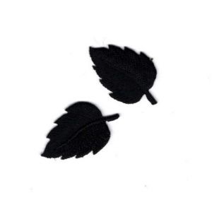FILOUFACE Patch Ecusson Thermocollant 2 x Petite Feuille Plume Coloris Noir 2 x 3 cm (Filou Face, neuf)