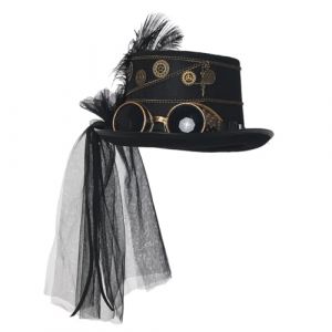 COSDREAMER Chapeau haut-de-forme steampunk victorien voile et plumes pour Halloween (Kasda-Shop, neuf)
