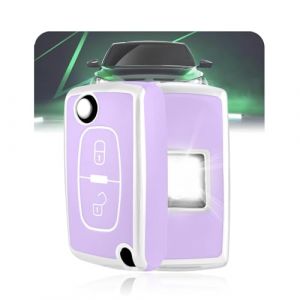 LELNOOS Coque Cl&eacute; Voiture, Silicone &Eacute;tui Cle Etui Clef Protecteur Cache Cles pour Peugeot 207 307 308 407 3008 5008 Partner Tepee pour Citroen C1 C3 C4 Picasso Aircross Berlingo Fiat Scudo, 2 Boutons (LELNOOS, neuf)