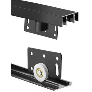 Kit de rail coulissant pour placard robuste - Kit de remplacement de roue &agrave; glissement silencieux pour dressing, porte de grange et porte en verre (haolingjie, neuf)