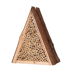 GARDIGO&reg; Abri et Ruche pour Abeilles Solitaires en Bois Naturel; H&ocirc;tel Maison, Nichoir Abeilles Ma&ccedil;onnes Sauvages; Pollinisation Jardin; Made in Germany (tevigo gmbh, neuf)