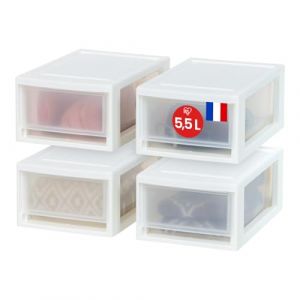 Iris Ohyama, Tiroir de rangement, Commode de chambre, Tour de rangement plastique bureau, Lot de 4, Blanc, pour Bureau, Garage, Chambre à coucher, Sans BPA, MSD-1 (Iris Ohyama France, neuf)