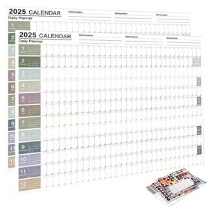 2 Pcs Calendrier mural XXL 2025 (74,2 x 52,5 cm) au format affiche. Format paysage plié : agenda mural, calendrier annuel, calendrier affiche (ALPHASS LOGISTICS LTD, neuf)