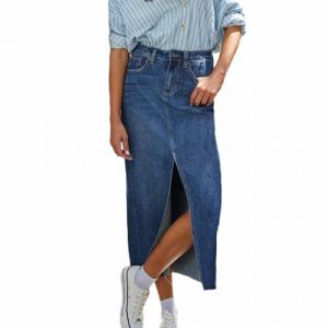 EGSDMNVSQ Jupe en Jean pour Femme Jupe Longue en Jean Taille Haute Jupe Longue Ligne A Jupe Crayon Fendue Stretch Décontractée et élégante (MORISEEU, neuf)