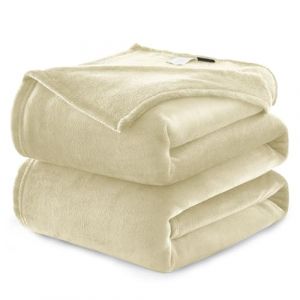 WAVVE Plaid Couverture Polaire Flanelle en Microfibre, Jeté de Canapé 150x200 Beige Lin, Couverture lit Jete de Canape 2 Personnes, Plaid Fourrure Grand Chaud et Doux en Peluche, 200x150 (Wavve EU, neuf)
