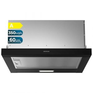 Cecotec Hotte aspirante t&eacute;lescopique de 60 cm Bolero Flux TLM 603500 Black A. Moteur 70 W, Puissance d'aspiration 350 m3/h, Commande m&eacute;canique, 2 niveaux, Lumi&egrave;re et Filtre &agrave; charbon, Finition noire (Cecotec, neuf)