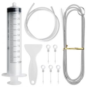 9 Kit d'Outil de Nettoyage de Réfrigérateur, Brosse à Tuyau Flexible + Seringue de 100ml + Tuyau de Vidange de Réfrigérateur + Pelle de Dégivrage +5 Bouchons de Trou de Vidange de Réfrigérateur (DingQuYuJu's Amz store, neuf)