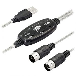 Lrtzizy Adaptateur de Câble USB MIDI, Interface de Câble D'EntréE-Sortie USB Type A Mâle Vers MIDI Din 5 Broches avec Indicateur LED pour Clavier de Musique (koukoukendianzi, neuf)