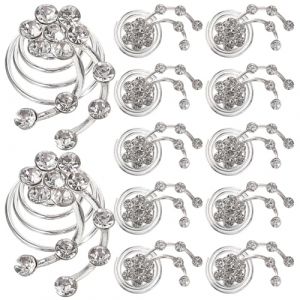 UKCOCO Lot de 12 Pinces à Cheveux Spirales Argentées en Alliage Strass Accessoires de Coiffure pour Mariage Épingles à Cheveux Spirale pour Mariée et Soirée (Gaporgira, neuf)