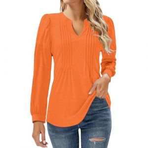 Chemisier Femme Chic Blouse Manches 3/4 Tunique Longue Femme Chic Et Elegant T-Shirts &Agrave; Longues Chemise sans Repassage Western Fete Rayures Beige Ete Coton Chemisier Fluide (Uwdiohq, neuf)