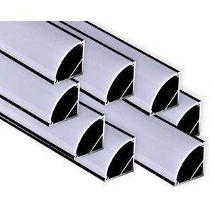 AFTERTECH 8x 2m (16M) 1616N 16x16mm NOIR COIN PROFIL EN ALUMINIUM POUR BANDE LED BARRE RIGIDE 2m 2MT + COUVERCLE (8x 2m 1616 noir brouillard) (AFTERTECH®, neuf)