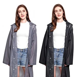 Mitening Lot de 2 ponchos de pluie imperméables pour homme et femme - Cape de pluie - Vêtement de pluie - Accessoire pour randonnée, camping, cyclisme, voyages, Gris + noir., taille unique (annakojisu, neuf)