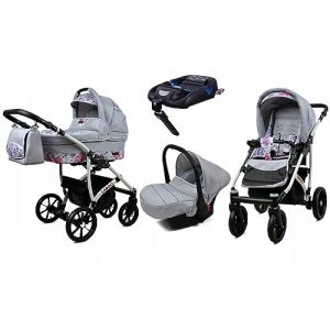 BabyLux® Enfant Poussette Combinée Set 4 en 1 - Largo - incl. Nacelle, Canne, Siège de voiture, ISOFIX Base - Siège Auto - Landau Bébé - avec Sac à langer, Habillage pluie etc. (BabyLux-shop, neuf)