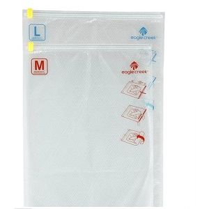 Eagle Creek - Pack-It - Sacs de compression pour voyage, avec valve de pression unidirectionnelle et fermeture &eacute;clair, pour un emballage efficace, r&eacute;sistants &agrave; l'eau, transparent, taille M/L (Modeherz, neuf)