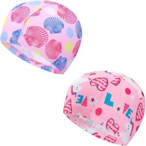 SCJJZ Bonnet de Bain Enfant,Bonnet Bain Enfant,Bonnet de Bain,Bonnet Piscine Enfant,Bonnet de Bain Fille,Garçons Filles Bébé Enfants Cartoon Bonnet de Bain Bonnet de Bain en Tissu (Rose, Violet) (GuangZhouAnTuTuMaoYiYouXianGongSi, neuf)