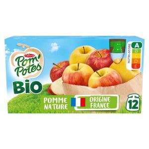 POM'POTES | Bio Gourdes Pomme Nature 12X90G-1080G | Lot De (2) | livraison offerte (A TA PORTE, neuf)