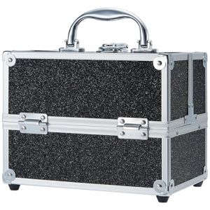 Malette Maquillage Vide Boite Rangement Maquillage verrouillable Malette Ongles Vanity Maquillage pour Filles Malette de Rangement pour Bijoux Beauty Case, Noir (Xaigor, neuf)