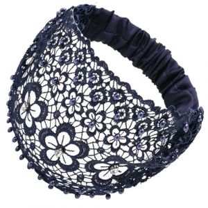Bandes élastiques à cheveux larges en dentelle florale avec perles | Bandeau à cheveux en dentelle - Bandeau à cheveux en dentelle | Bandeau en dentelle élégant | Écharpe décorative pour cheveux pour (spellu, neuf)