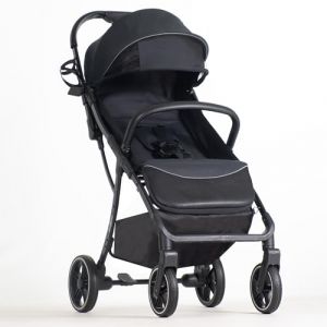 BEBE2LUXE Okto – Poussette canne ultra‑compacte naissance–4 ans (0‑22 kg), 6,9 kg, pliage d'une‑main, position allongée, harnais 5 pts, canopy XXL (noir) (BEBE2LUXE, neuf)