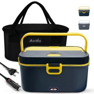 Aotto 2L Gamelle Chauffante 90W, Lunch Box Chauffante Electrique Boite Chauffante Repas 12V/24V/220V, Gamelle Chauffante Allume Cigare avec Sac Thermiquepour Voiture Camion Bureau (Vert) (SWLKG, neuf)