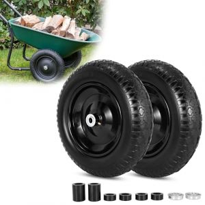 Roues et Pneus de Brouette Anti-crevaison de 14,5 po, Pneu Solide Anti-crevaison de 4,80/4,00-8 po Avec Trou D'alésage D'essieu de 5/8 po Pour Remplacement de Brouette, Chariot de Tondeuse à Gazon, Ch (RUHUO motorcycle Parts, neuf)
