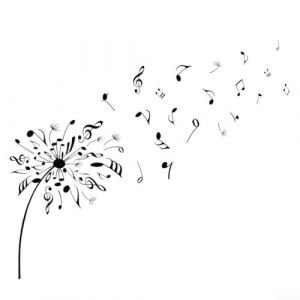 Autocollants muraux en vinyle avec note de musique et pissenlit - Convient pour la chambre &agrave; coucher, le salon, la d&eacute;coration murale des amateurs de musique (goodfunlifes, neuf)