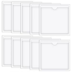 Vicloon Pochettes Adhésive Transparente, 10Pcs Pochette Autocollante, Poches pour Cartes de Visite Autocollantes Ouvertes Sur Le Côté pour Permis de Stationnement Carte de Visite Permis de Conduire (BEST-SELLER5, neuf)