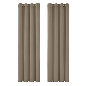 Deconovo Rideaux Occultants Isolant Thermique Anti Froid, Design Moderne à Oeillets, Rideaux pour Chambre Gar?on, 140x260 CM (Largeur x Hauteur), Taupe, 2 Pièces (Deconovo-Home, neuf)